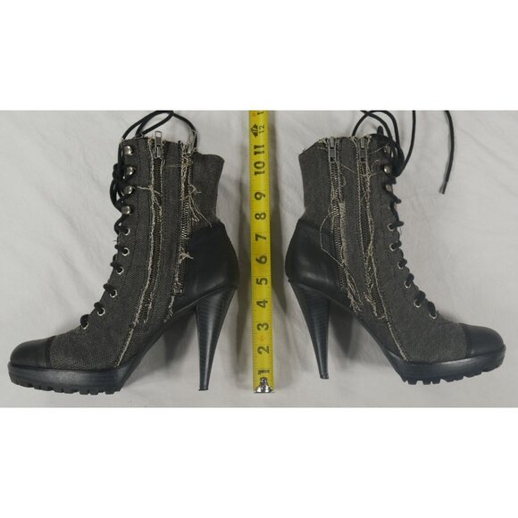 Steve Madden P-Romper Black Steampunk HIgh Heel Ankle Boot Cap Toe Wms Size 8 - Picture 6 of 8